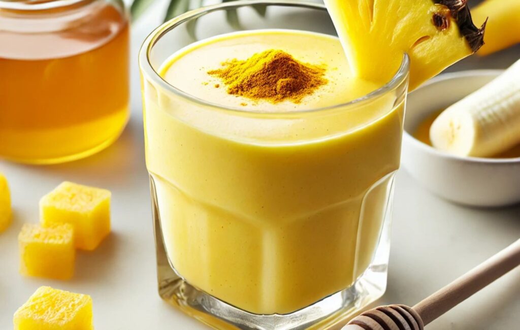 pineapple banana turmeric smoothie for clear skin